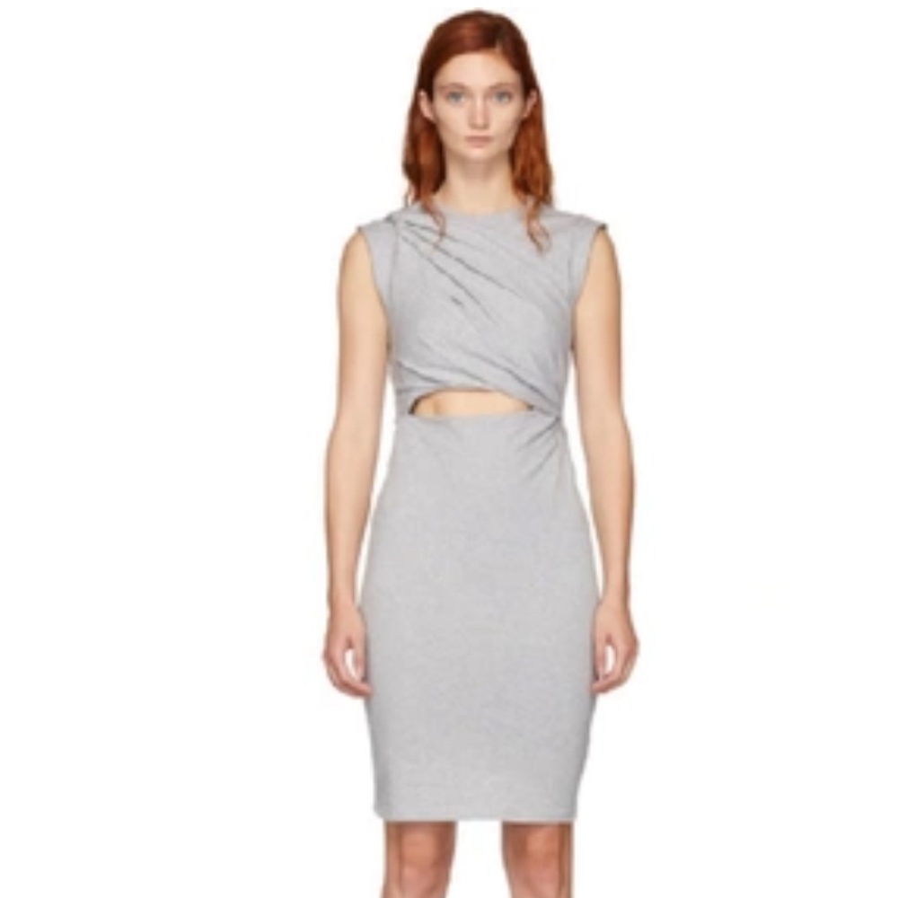 T Alexander Wang Shoulder Twist Dress with Cut Out in grey